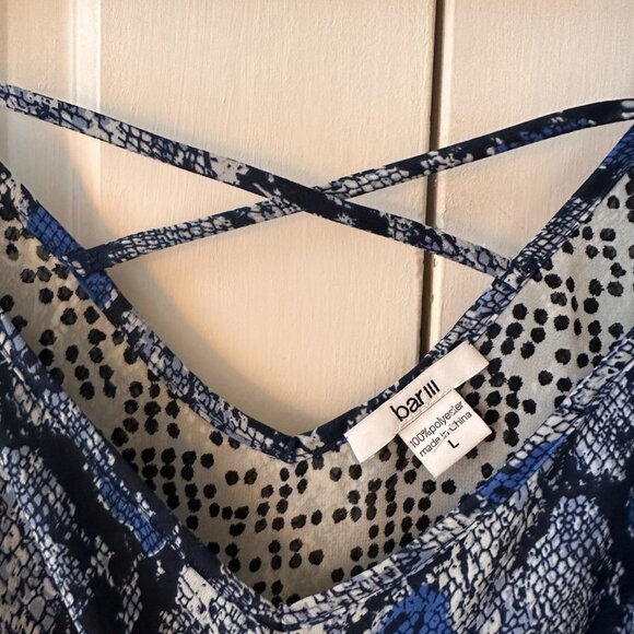 BAR III Size Large Milan "Bright Sapphire" Snake Skin Patterned Tank Top - Picture 2 of 4